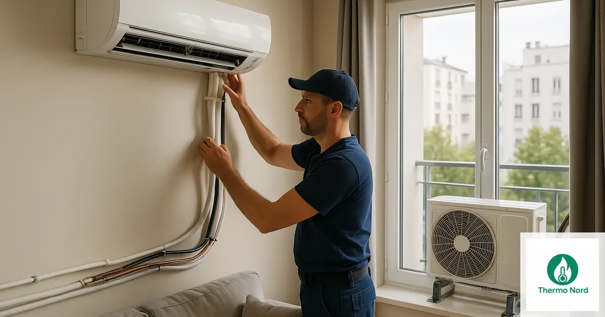 Unité intérieure de climatisation split sur un mur d'appartement à Ivry-sur-Seine (94200) — intervention Thermo Nord