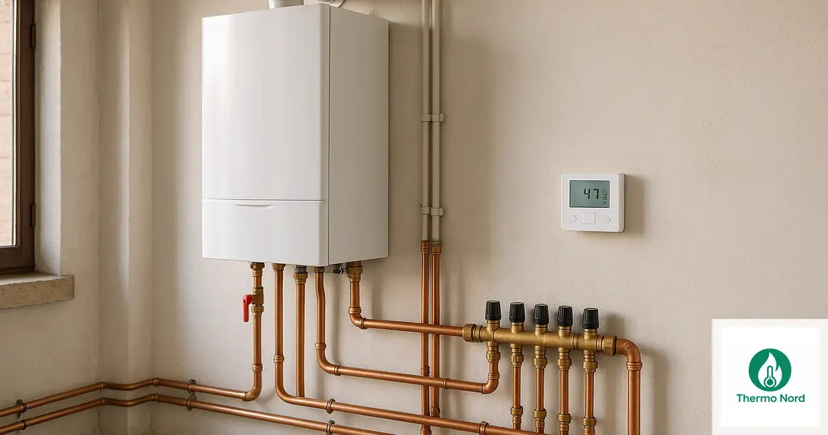 Chaudière murale ou pompe à chaleur air-eau dans un local technique à Le Perreux-sur-Marne (94170) — intervention Thermo Nord