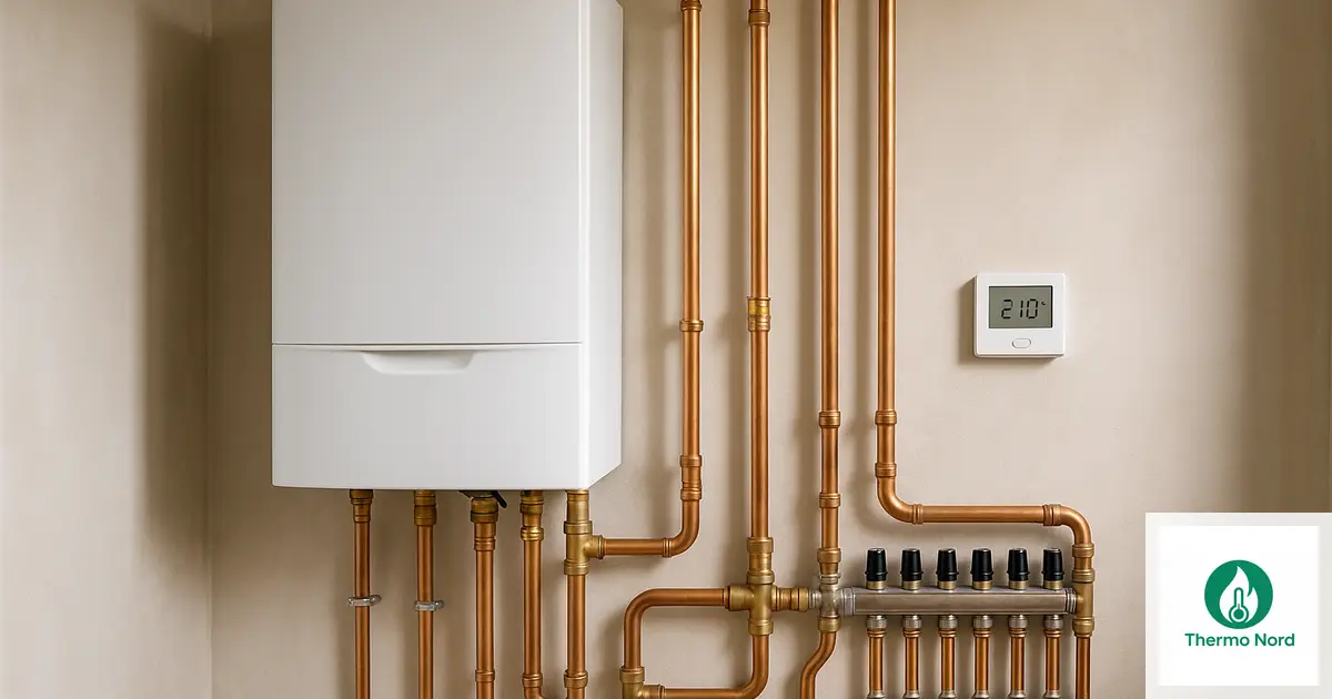 Chaudière murale ou pompe à chaleur air-eau dans un local technique à Rungis (94150) — intervention Thermo Nord