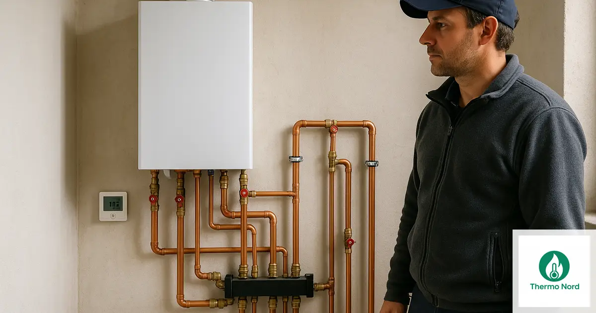 Chaudière murale ou pompe à chaleur air-eau dans un local technique à Valenton (94460) — intervention Thermo Nord