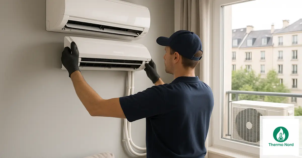Unité intérieure de climatisation split sur un mur d'appartement à Charenton-le-Pont (94220) — intervention Thermo Nord