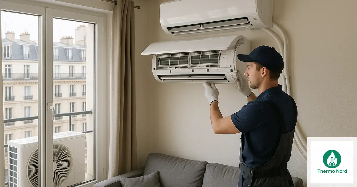 Unité intérieure de climatisation split sur un mur d'appartement à Le Kremlin-Bicêtre (94270) — intervention Thermo Nord