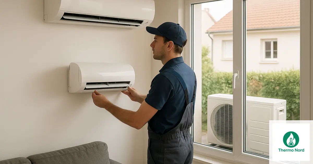 Unité intérieure de climatisation split sur un mur d'appartement à Villecresnes (94440) — intervention Thermo Nord