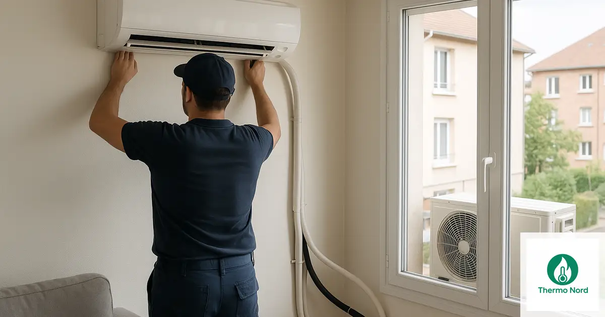 Unité intérieure de climatisation split sur un mur d'appartement à Vitry-sur-Seine (94400) — intervention Thermo Nord